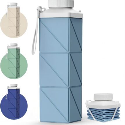 Collapsible Water Bottles 24.3oz(720ml), 2nd Generation Leakproof BPA-Free Travel Water Bottle,Lightweight Reusable Water bottle for Travel Cycling Gym Camping Sports,Blue